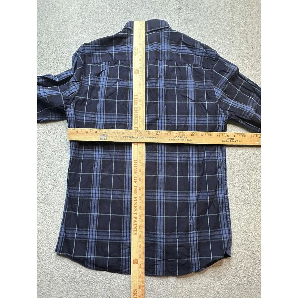 Banana Republic Shirt Mens S Blue Plaid Untucked Slim Fit Long Sleeve Cotton